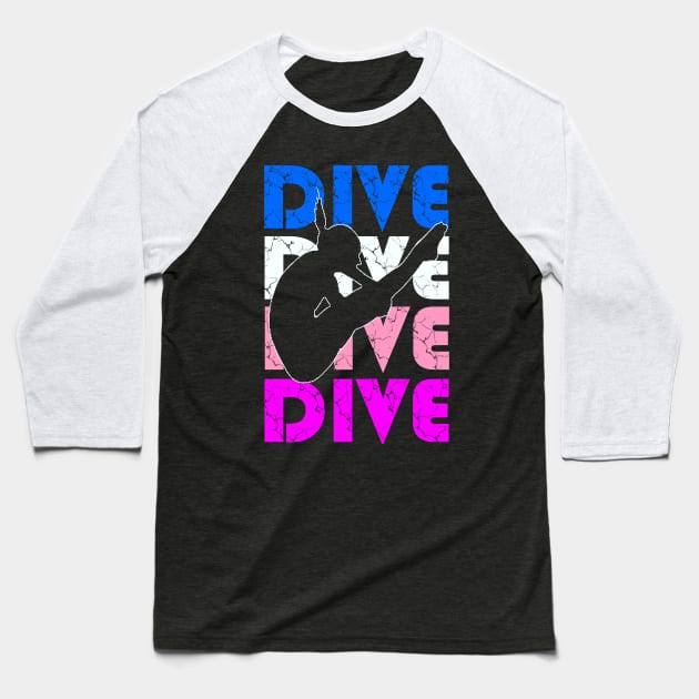 Girls Dive Pink Springboard High Diving Gift Baseball T-Shirt by Bezra